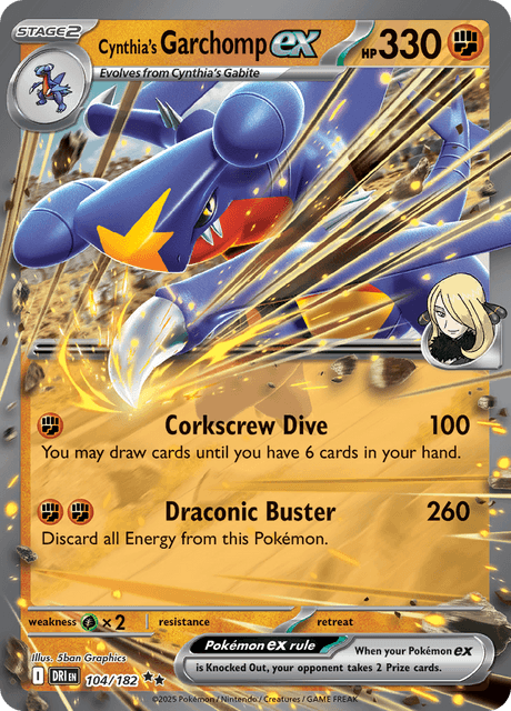 Cynthia's Garchomp EX 104/182 Double Rare  GEM MINT. Pokemon S&V Destined Rivals